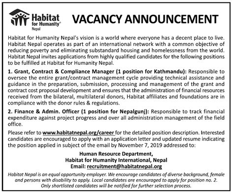 Bookkeeping and reconciliation of general ledger of all transactions principal responsibilities. Finance & Admin Officer Job Vacancy in Nepal - Habitat for ...