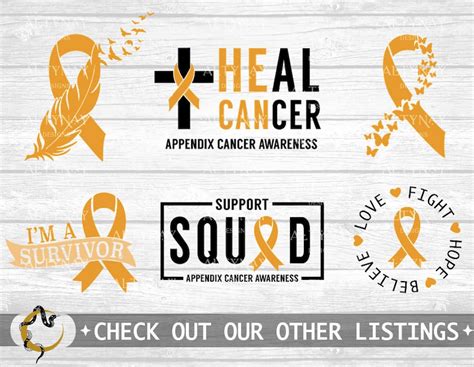 appendix cancer survivor ribbon svg ribbon amber svg etsy