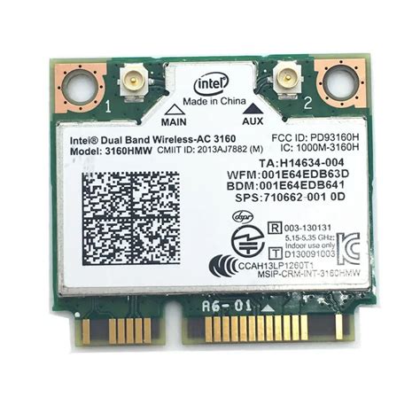 Card For Hp Intel 3160 3160hmw Mini Pci E Wifi Bluetooth Laptop Card