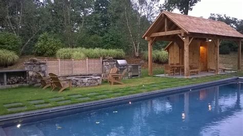 Woodbury Timber Frame Pool House Rustic Pools And Hot Tubs