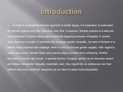Feminist Approach To Health Words Presentation Example