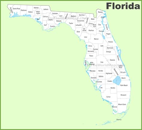 Counties In Florida Map Map Of Florida