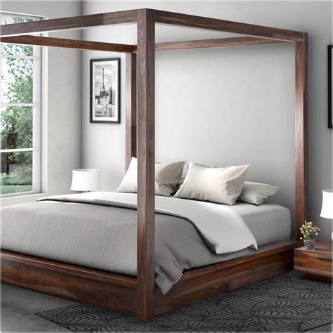 Canopy bed, wood beds : Hampshire Solid Wood Contemporary Platform Canopy Bed