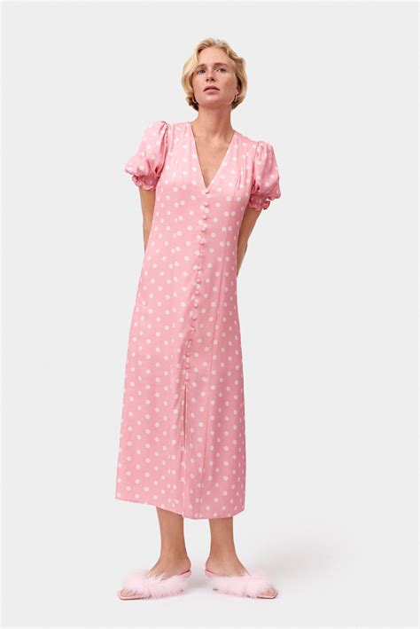 Pink And White Polka Dress Women S Linen Dress By Sleeper