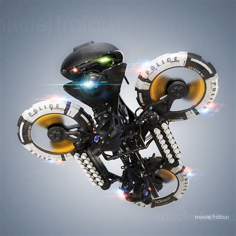 Futuristic Police Heavy Drone Concept By Maciej Frolow Tuvie Design