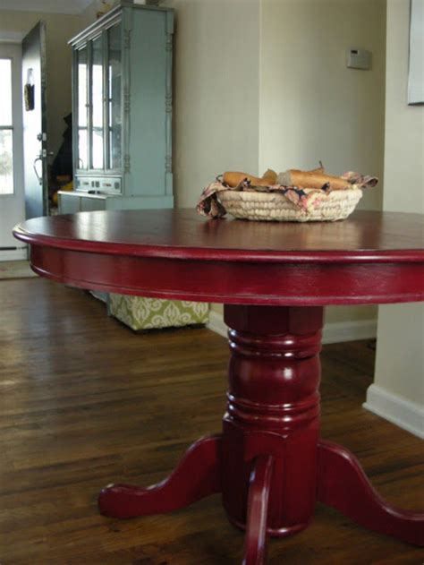 Usually ships within 2 to 3 days. Repainted Dining room table Red | Painted kitchen tables, Painted dining table, Red kitchen tables