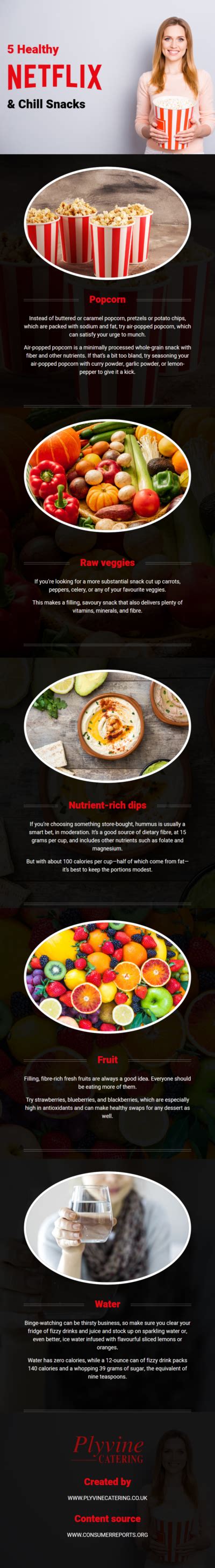 Healthy Netflix Chill Snacks Red Infographics