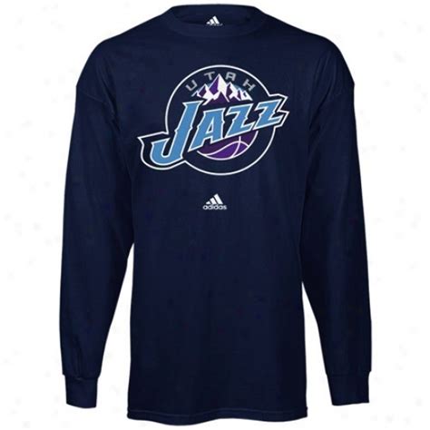 Utah Jazz T Shirt : adidas Utah Jazz Navy Blue Primary Logo Long Sleeve