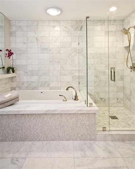Free Standing Shower And Spa Tub In Bathroom With Recessed Lighting