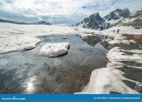 Frozen Lake With Mountain Stock Photo Image Of Crowded 42472820