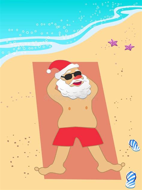 Santa Claus Vacation On The Beach Stock Vector Illustration Of Flop