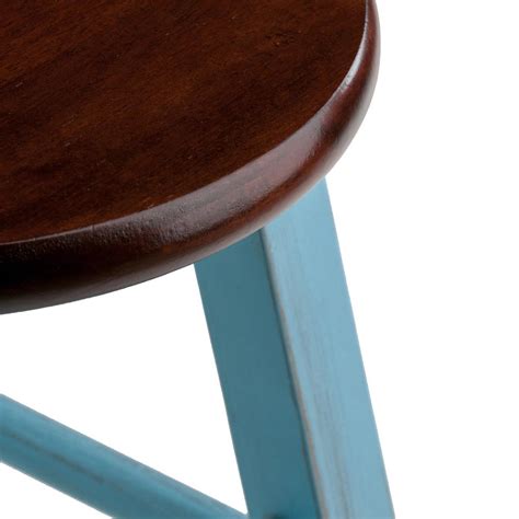 Winsome Wood Ivy Bar Stool Rustic Light Blue And Walnut