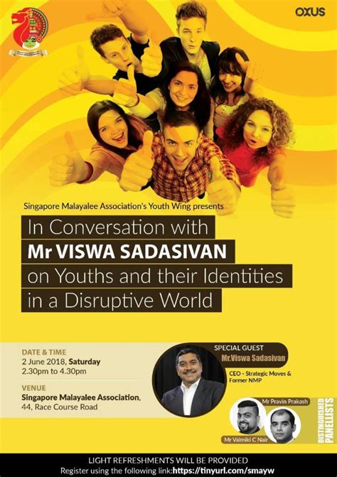There are 2 professionals named viswa sadasivan, who use linkedin to exchange information, ideas, and opportunities. Events - Youths And Their Identities In A Disruptive World - Singapore Malayalee Association