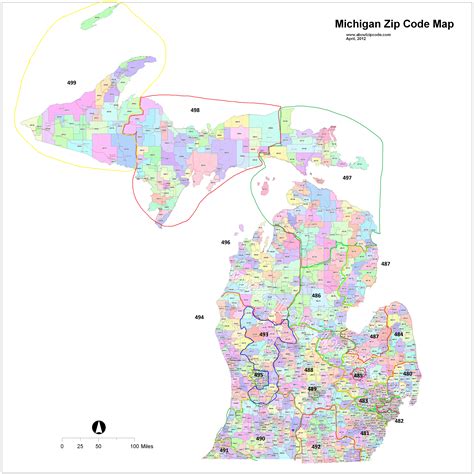 Michigan Zip Code Map Grouped By The First 3 Digits My Adaptation R