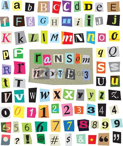 Vector Ransom Note 3 Cut Paper Letters Numbers Symbols By