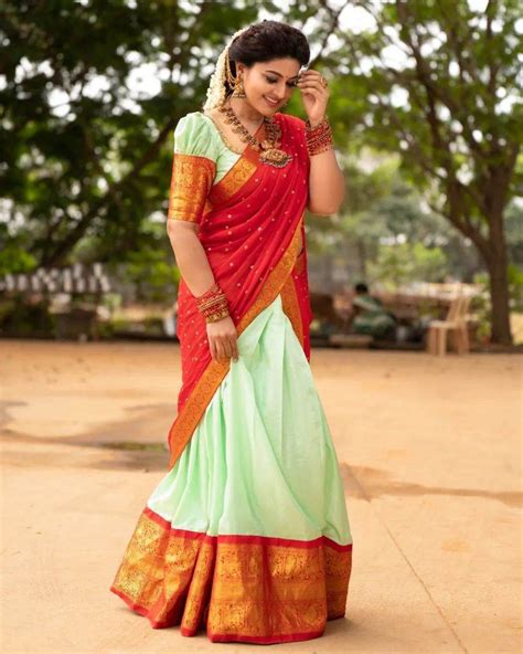 Sneha Prasanna Looks Beautiful In A Mint Green Half Saree For Junior