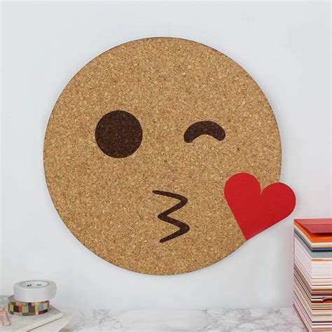 Emoji Kissing Heart Cork Noticeboard By Rocket And Fox