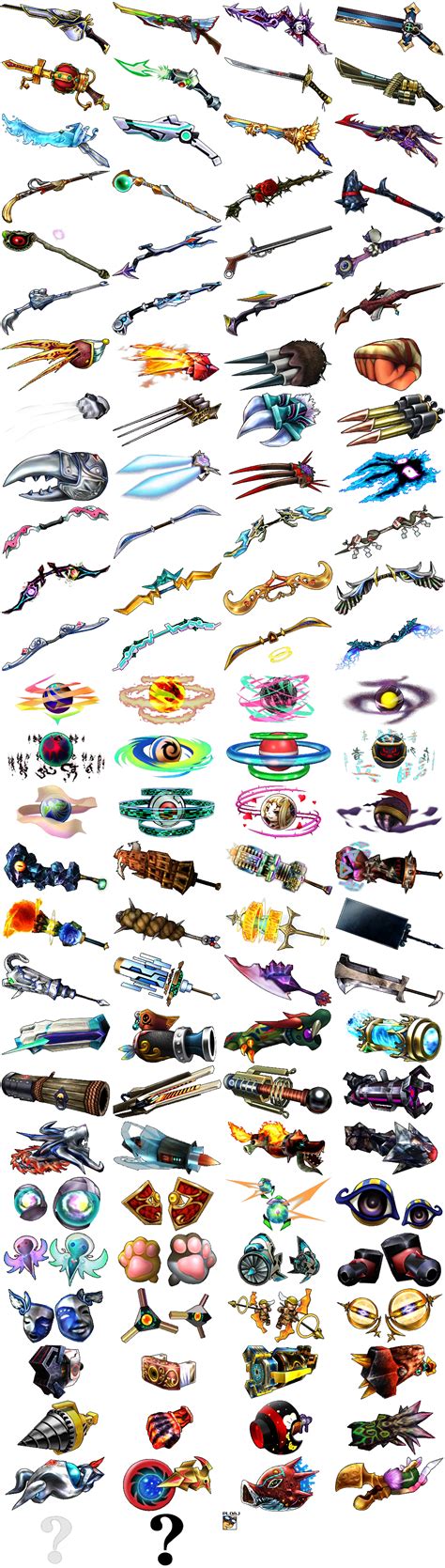 The Spriters Resource Full Sheet View Kid Icarus Uprising Weapons