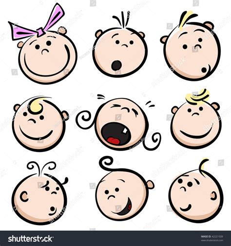 Face Character Boys Girls Child Baby Stock Vector 42221509