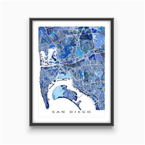 San Diego Map Print And San Diego Wall Art Poster For Blue Etsy San