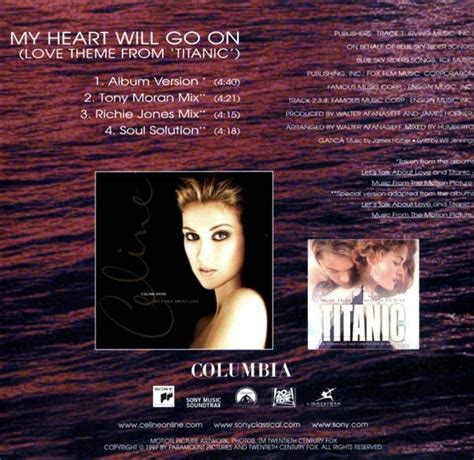 My heart will go on (love theme from titanic). Cd Maxi Celine Dion My Heart Will Go On -1997 Austrian 4trk - R$ 58,00 em Mercado Livre