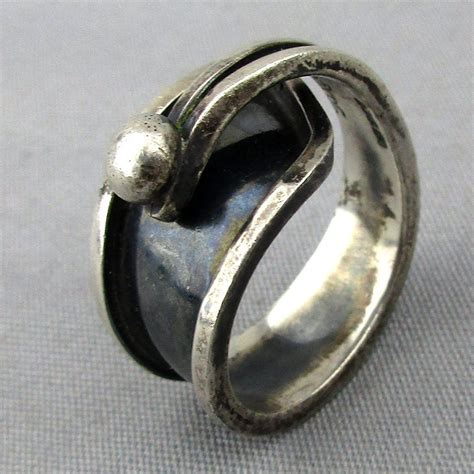 Vintage Signed Taxco Sterling Silver Modernist Bypass Ring From