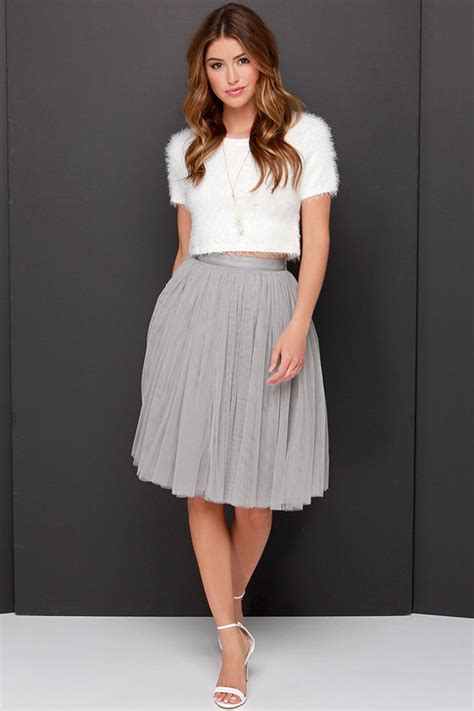 Cute Grey Skirt Tulle Skirt Ballerina Skirt 6500