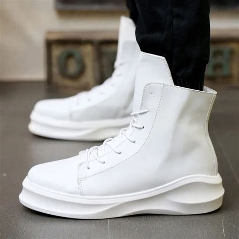 Buy High Top Casual Shoes For Men Patent Leather White