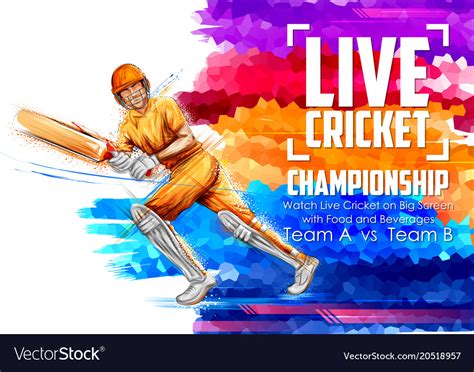 Batsman Playing Cricket Championship Sports Vector Image