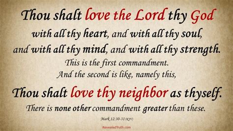 The Two Great Commandments Revealed Truth Love God And People