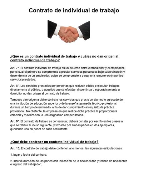Contrato De Individual De Trabajo Y Jornada De Trabajo By Felipe Daniel