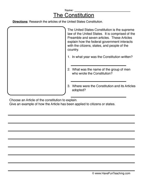 Constitution Worksheet By Teach Simple