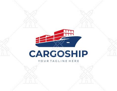 Cargo Vessel Ship Logo Design Container Ship Vector Design Shipping
