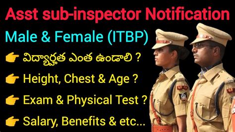 Itbp Asst Sub Inspector Asi Notification Details In Telugu