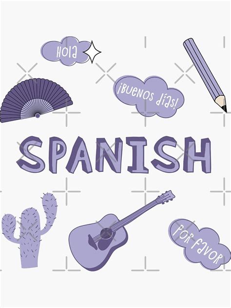 Lilac Light Purple Spanish Language School Subject Sticker Pack Sticker