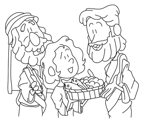 Jesus Feeds 5,000 Coloring Page - Ministry-To-Children