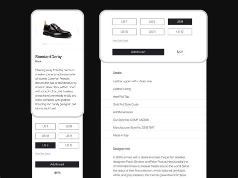 Common Project — Minimalist Footwear Brand Product Page Design By
