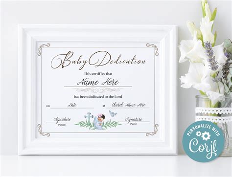 Printable Baby Dedication Certificate Template Girl Baby Dedication