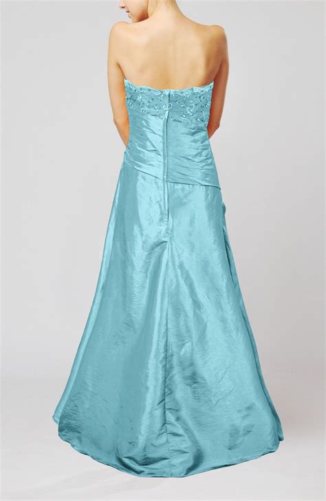 turquoise luxury sweetheart zipper taffeta floor length ruffles evening dresses