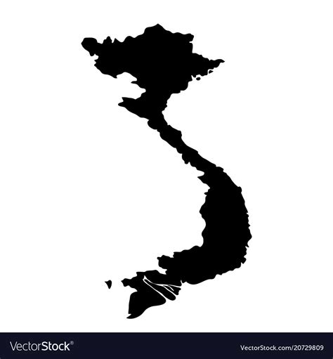Black Silhouette Country Borders Map Of Vietnam Vector Image