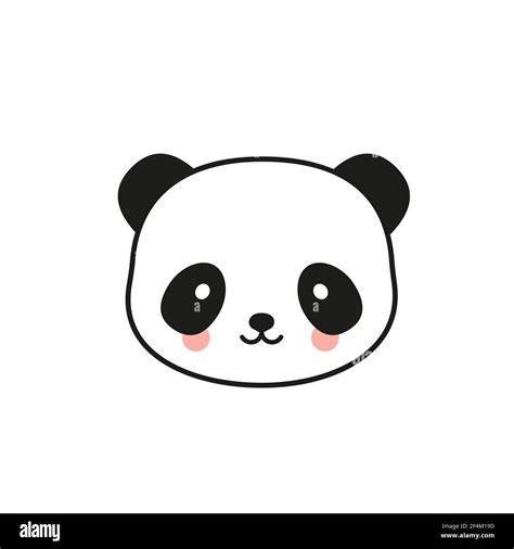 Panda Icono Plano Logo Oso Panda Blanco Y Negroilustración Vectorial