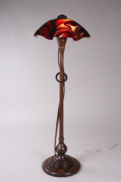 Walnut Reading Lamp With Split Walnut Tendrils And Ring By Clark