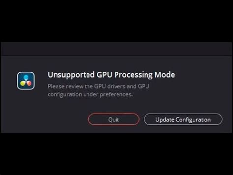 DaVinci Resolve 17 0b6 Unsupported Gpu Processing Mode YouTube