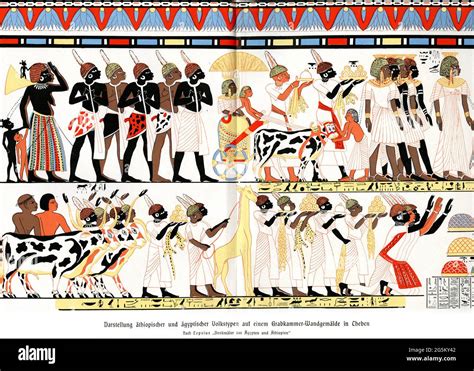 Depiction Of Ethiopian And Egyptian Folk Types On A Burial Chamber