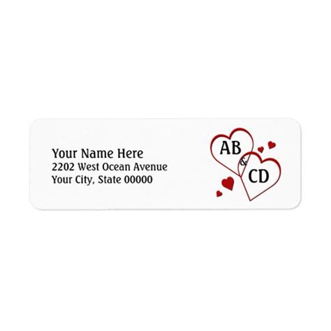 Two Hearts Template Return Address Label Zazzle