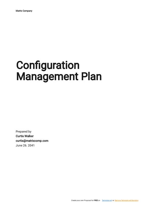 Configuration Management Plan Templates Documents Design Free