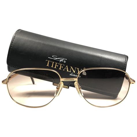 New Vintage Tiffany T371 Gradient Brown Plated Gold 1990 Sunglasses France For Sale At 1stdibs