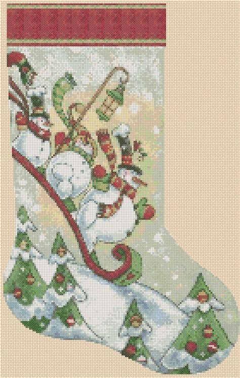 Cross Stitch Chart Christmas Stocking Christmas Snowmen Etsy