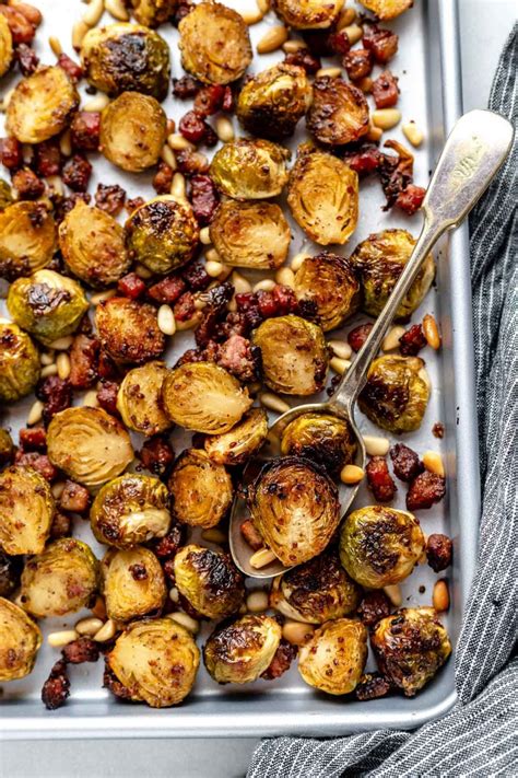 This quick and easy side takes almost no time to prepare. Maple Mustard Roasted Brussels Sprouts with Pancetta ...