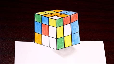 How To Draw A Rubiks Cube Draw 3d Illusion Rubiks Cube 3d Cube